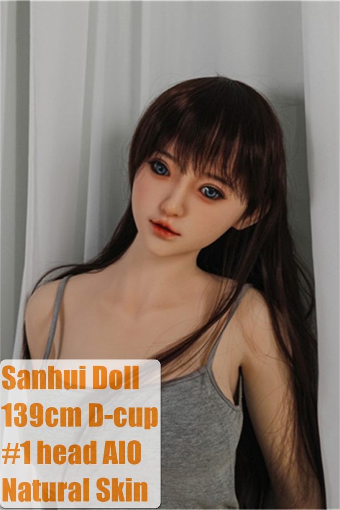 Black Long Straight Hair Asian Sex Doll In Gray Camisole