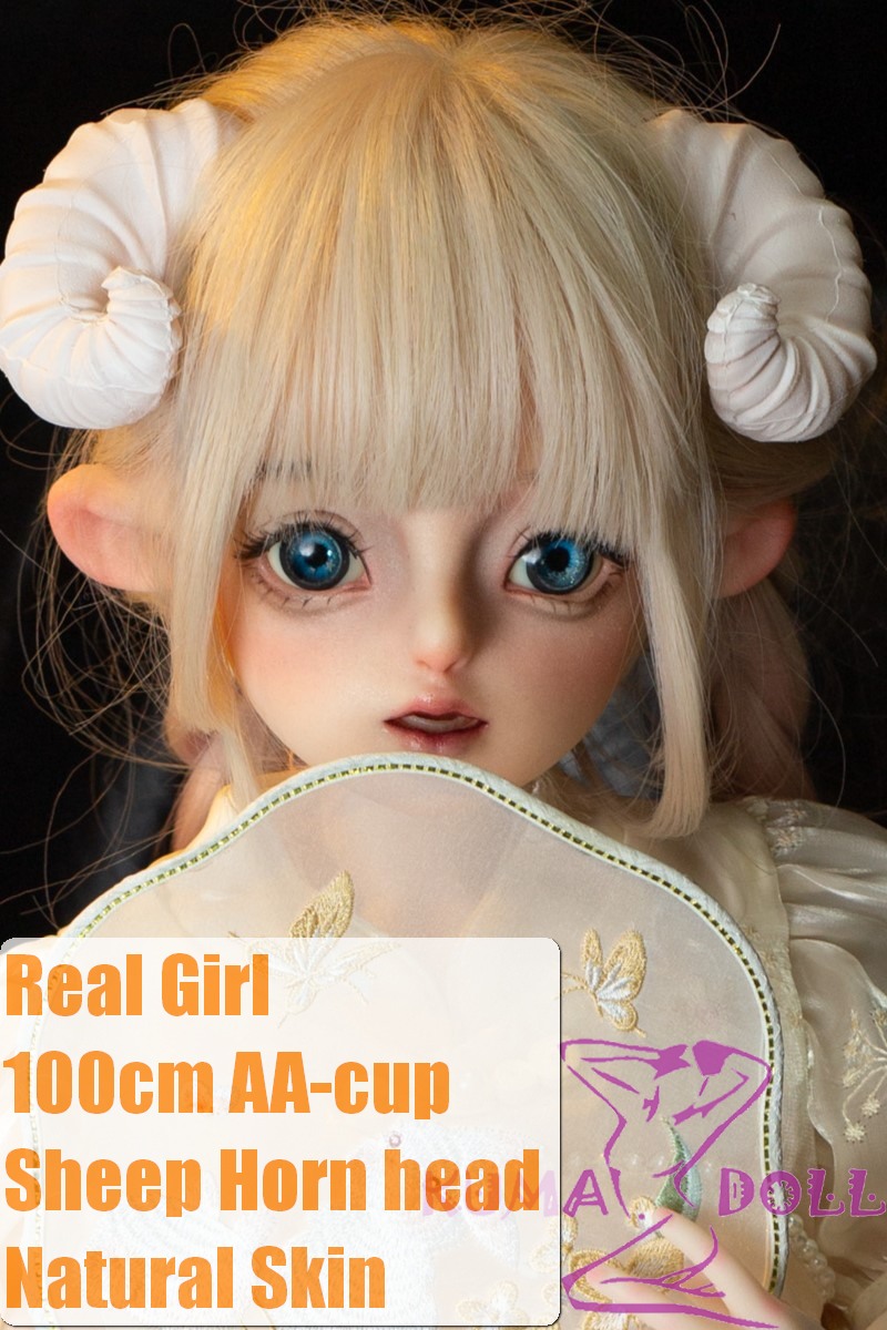 Real Girl 100cm sheep horn girl super realistic figure full silicone
