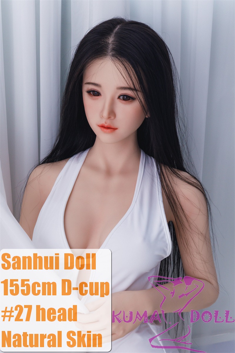Sanhui Doll 155cm/5ft1 D-cup #27 AIO Seamless Neck Silicone Sex Doll with Head White Swimming Suit