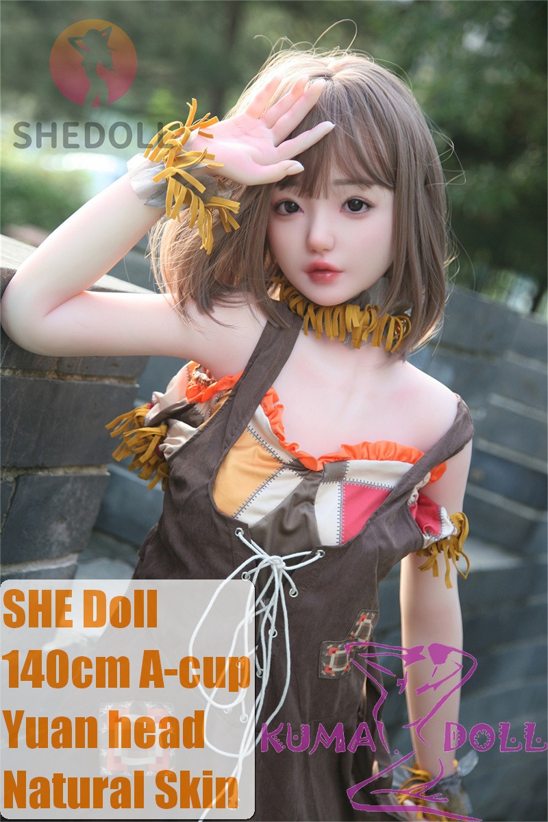 SHEDOLL Yuan head 140cm/4ft6 small breast head love doll body material customizable Brown Cotton Prairie Dress