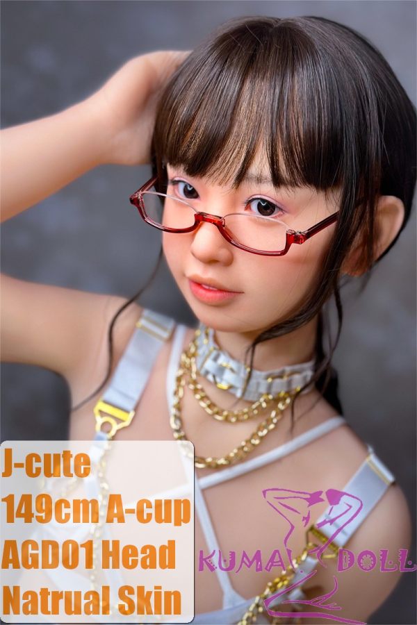 J-cute Doll TPE Material Love Doll 149cm/4ft9 A-cup with Silicone Head AGD01 with new body makeup in Silver Strappy Lingerie