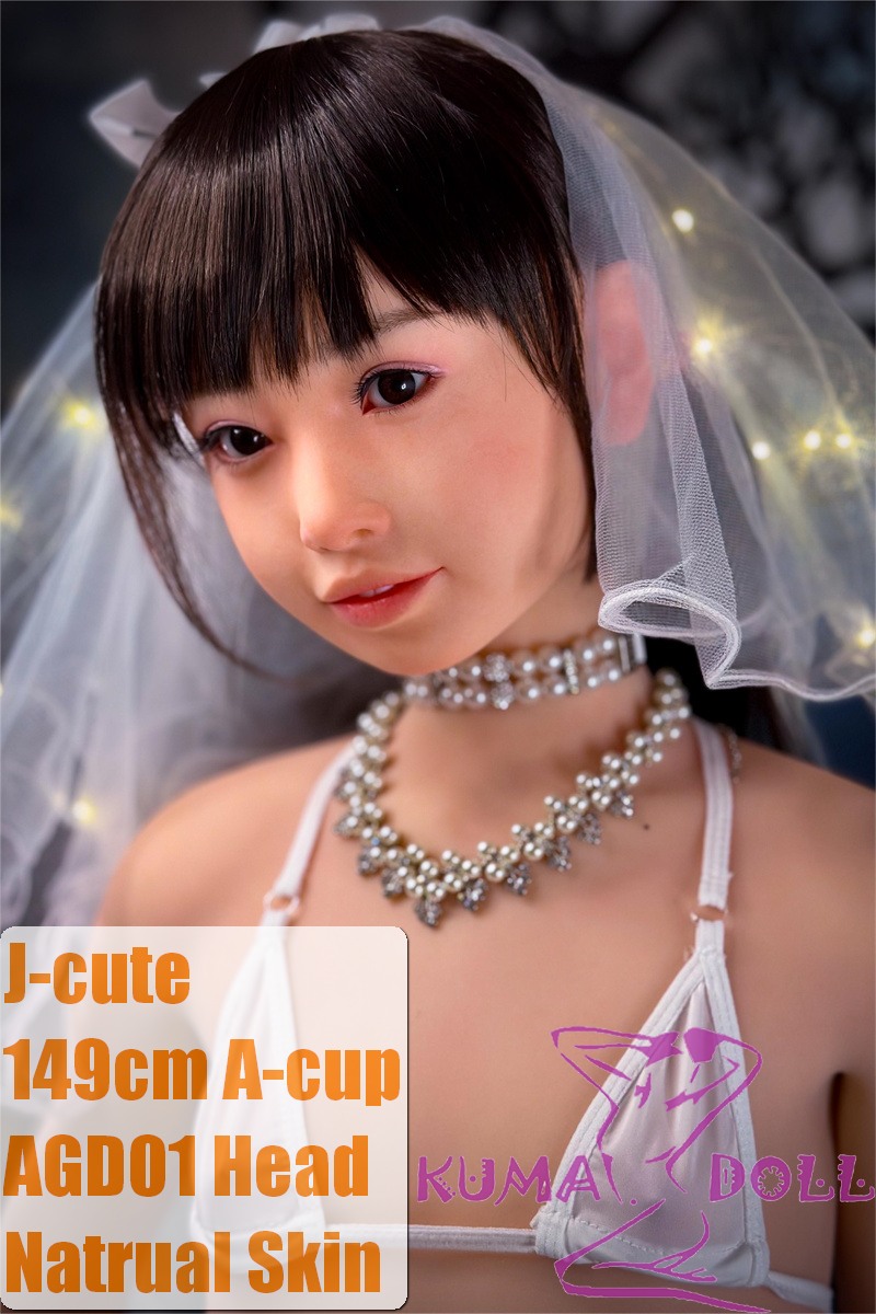 J-cute Doll TPE Material Love Doll 149cm/4ft9 A-cup with Silicone Head AGD01 with new body makeup in White Bikini