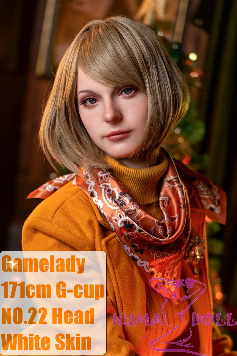 Game Lady Full silicone 171cm/5ft6 G-cup No.22 Ashly Ashley from Resident Evil 4 Remake head with realistic makeup, eyebrows and eyelashes implanted