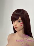 Game Lady Full silicone 167cm/5ft5 D-cup No.23 head D.Va From Overwatch with realistic makeup eyebrows and eyelashes implanted