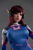 Game Lady Full silicone 167cm/5ft5 D-cup No.23 head D.Va From Overwatch with realistic makeup eyebrows and eyelashes implanted