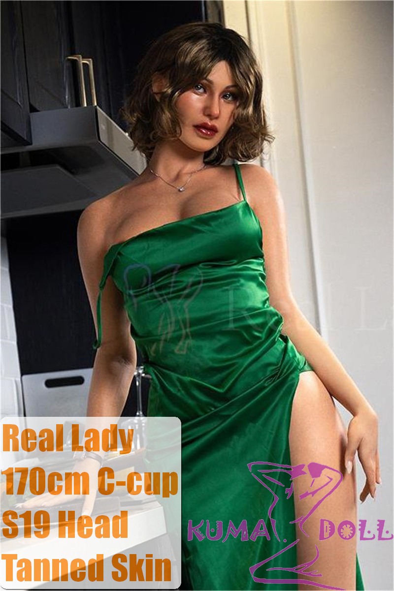 Real Lady Full Silicone Sex Doll 170cm/5ft6 C-cup Tanned Skin S19 head