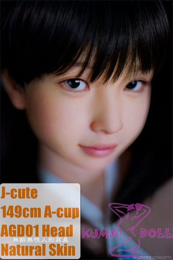 J-cute Doll Full Silicone Love Doll 149cm/4ft9 A-cup with Silicone Head AGD01 with new body makeup  Blue Dress