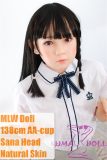MLW doll Loli Sex Doll 138cm/4ft5 AA-cup #53 Sana Hard Silicone material head with normal face makeup(makeup selectable)