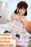 MLW doll Loli Sex Doll 126cm/4ft1 AA-cup Aya Hard Silicone material head with TPE body Short Black Hair