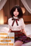 FUDOLL Sex Doll #27 head 146cm AA-cup Silicone head + silicone body School Uniform