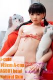 J-cute Doll Full Silicone Love Doll 149cm/4ft9 A-cup with Silicone Head AGD01 with new body makeup Orange Bikini
