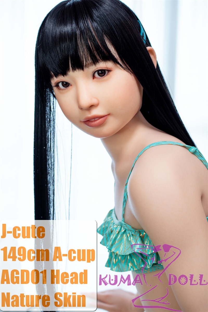 J-cute Doll Full Silicone Love Doll 149cm/4ft9 A-cup with Silicone Head AGD01 with new body makeup in Lake Green Bikinis