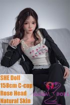SHEDOLL Lolita type 158cm/5ft2 C-cup #11蔷薇 (Rose)） head love doll body material customizable  in White T-Shirt with Black Jacket