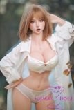 JY Doll Silicone Material Love Doll 163cm/5ft4 F-Cup Qingniao head with body makeup in White Shirt