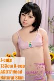 J-cute doll 133cm AA-cup AGD17 head sex doll full silicone material in Pink Bikini