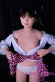J-cute doll 133cm AA-cup AGD07 head sex doll full silicone material in White Shirt and Pink Plaid Skirt