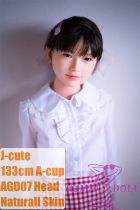 J-cute doll 133cm AA-cup AGD07 head sex doll full silicone material in White Shirt and Pink Plaid Skirt