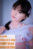 J-cute doll 133cm AA-cup AGD07 head sex doll full silicone material in White Lace