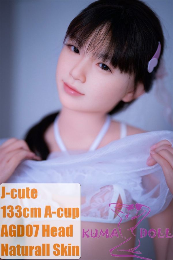 J-cute doll 133cm AA-cup AGD07 head sex doll full silicone material in White Lace