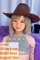 J-cute doll 137cm A-cup AGD07 head sex doll full silicone material in Black and White Striped Swimsuit