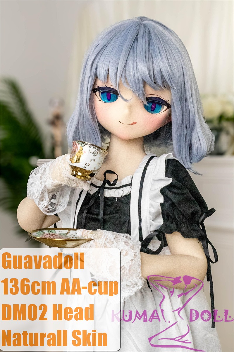 GUAVADOLL Anime Doll Soft vinyl head+TPE body 136cm DM02 head with Blue Hair in Maid Outfit