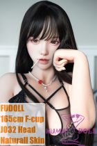 FUDOLL Full Silicone love doll 165cm F-cup #32 head in Black Lingerie