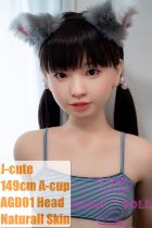 J-cute Doll TPE Material Love Doll 149cm/4ft9 A-cup with Silicone Head AGD01 with new body makeup colorful clothes