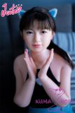 J-cute doll 133cm AA-cup AGD07 head sex doll full silicone material in Black Tank Top and Denim Skirt