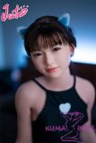 J-cute doll 133cm AA-cup AGD07 head sex doll full silicone material in Black Tank Top and Denim Skirt