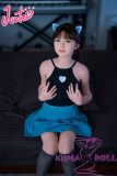 J-cute doll 133cm AA-cup AGD07 head sex doll full silicone material in Black Tank Top and Denim Skirt