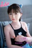 J-cute doll 133cm AA-cup AGD07 head sex doll full silicone material in Black Tank Top and Denim Skirt