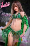 J-cute Doll TPE Material Love Doll  133cm AA-cup with Silicone Head AGD07 with new body makeup in Green Sequined Lingerie