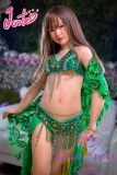 J-cute Doll TPE Material Love Doll  133cm AA-cup with Silicone Head AGD07 with new body makeup in Green Sequined Lingerie