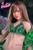 J-cute Doll TPE Material Love Doll  133cm AA-cup with Silicone Head AGD07 with new body makeup in Green Sequined Lingerie