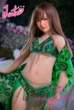 J-cute Doll TPE Material Love Doll  133cm AA-cup with Silicone Head AGD07 with new body makeup in Green Sequined Lingerie