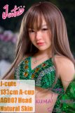 J-cute Doll TPE Material Love Doll  133cm AA-cup with Silicone Head AGD07 with new body makeup in Green Sequined Lingerie