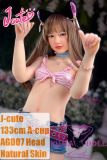 J-cute Doll TPE Material Love Doll  133cm AA-cup with Silicone Head AGD07 with new body makeup in Purple Top