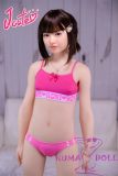 J-cute Doll TPE Material Love Doll  133cm AA-cup with Silicone Head AGD07 with new body makeup in Magenta Camisole