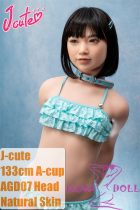 J-cute doll 133cm AA-cup AGD07 head (Yuhoshi Make-up) sex doll full silicone material in Teal Ruffled Bikini