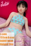 J-cute doll 133cm AA-cup AGD07 head sex doll full silicone material in Blue-Green Printed Bikini Set