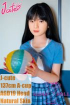 J-cute doll 137cm A-cup AGD19 head sex doll full silicone material in Blue Cardigan