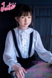 J-cute Doll Full Silicone Love Doll 149cm/4ft9 A-cup with Silicone Head AGD08 with new body makeup  in Shirt and Suspender Skirt