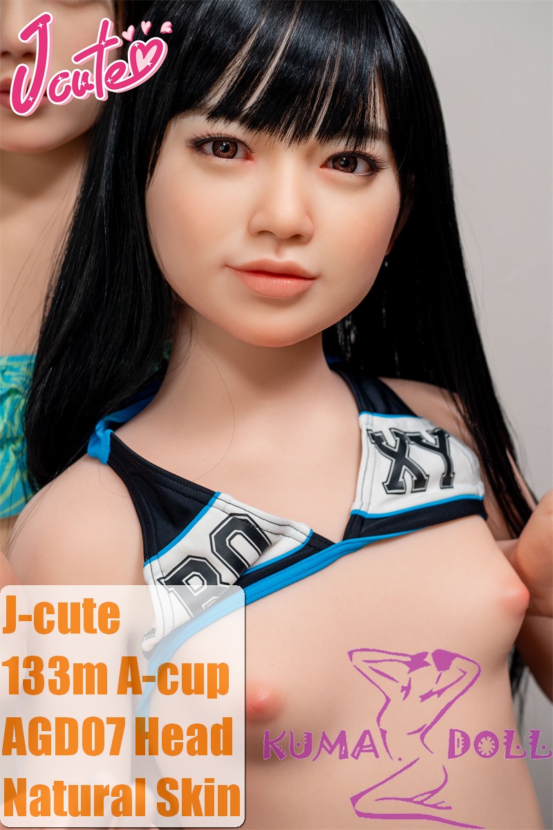 J-cute doll 133cm AA-cup AGD07 head sex doll full silicone material in Black Bikini