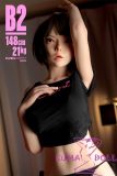 BQDOLL 148cm D-cup B2 Head Full Silicone Sex Dolls in Black Tight Short-Sleeve Outfit