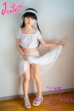 J-cute doll 137cm A-cup AGD19 head sex doll full silicone material with Black Long Hair in White Dress