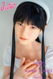 J-cute doll 137cm A-cup AGD19 head sex doll full silicone material with Black Long Hair in White Dress