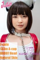 J-cute doll 133cm AA-cup AGD07 head (Yuhoshi Make-up) sex doll full silicone material in White Bodysuit with Red Backpack