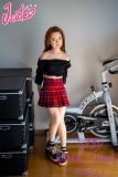 J-cute doll 137cm A-cup AGD17 head sex doll full silicone material in Black Off-Shoulder Top and Red Plaid Skirt