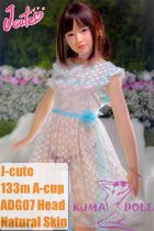J-cute Doll TPE Material Love Doll  133cm AA-cup with Silicone Head AGD07 with Blue and White Sheer Skirt