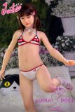 J-cute Doll TPE Material Love Doll  133cm AA-cup with Silicone Head AGD07 with Blue and White Sheer Skirt